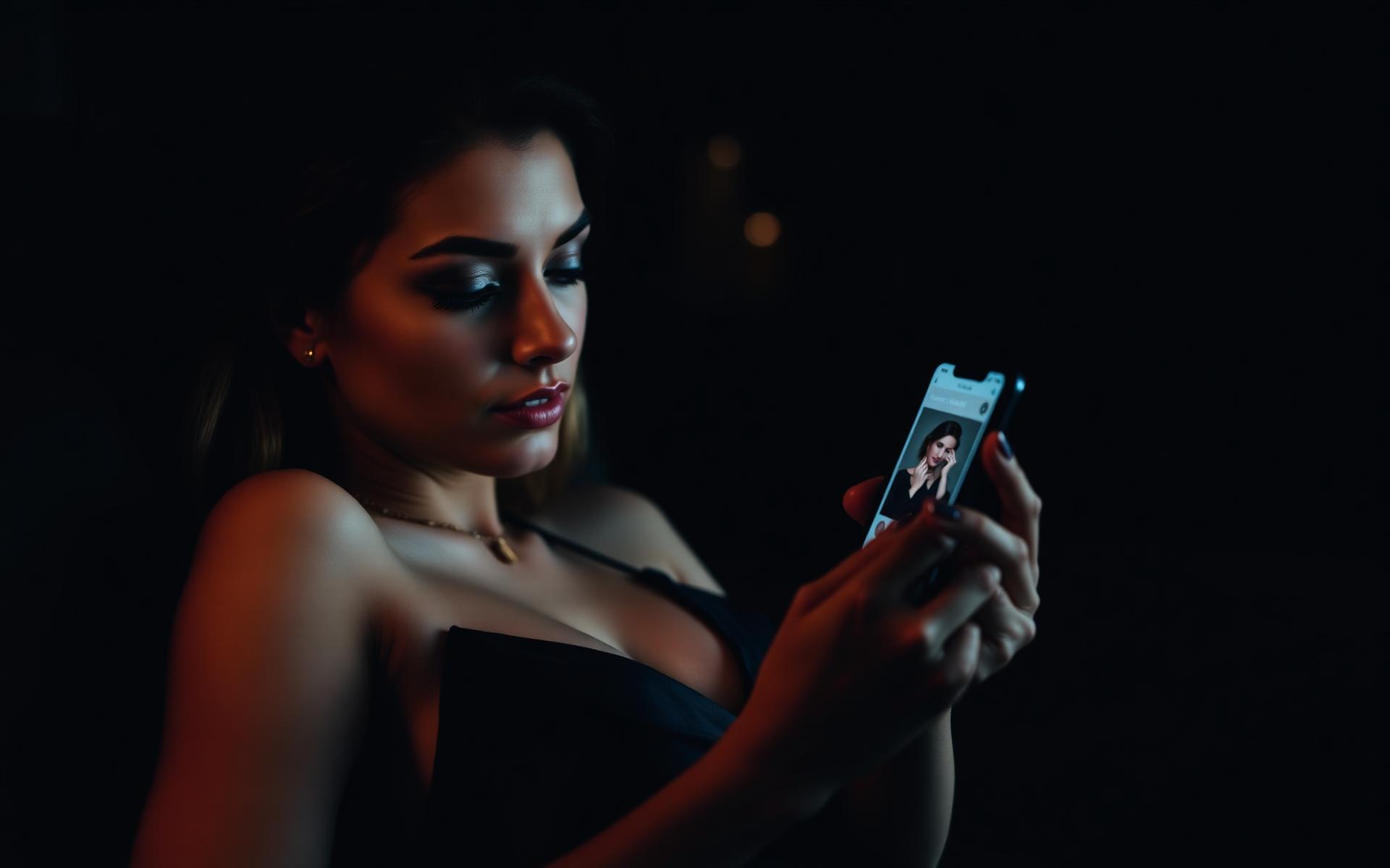 A customer holding a phone displaying her salon app